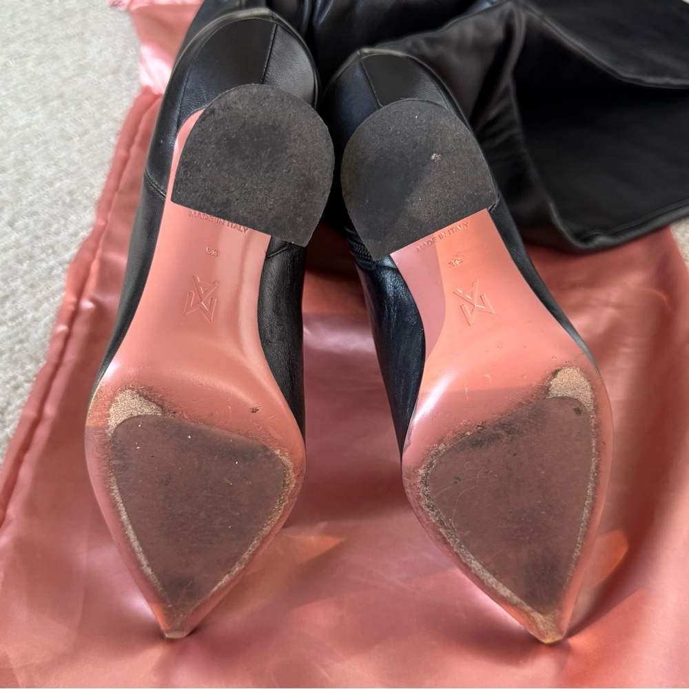 Amina Muaddi Leather Black Over-the-Knee Olivia Boots. EU 38 size, true to size! - Picture 8 of 16
